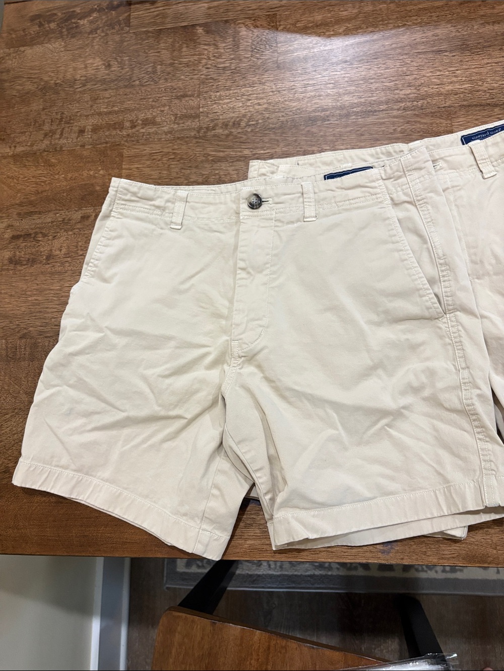 Vineyard Vines khaki Island shorts. 30. 7” inseam. 2 pair- 1 with flaws